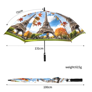 60 Inch Custom Straight Golf <b>Umbrella</b> with Vent <b>Windproof</b> Waterproof Logo Design UV Protection Semi-Automatic Promo Gift - Product Image 4