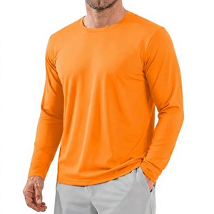 Men's Orange Long Sleeve Rash Guard 100% Polyester Quick Dry Full Sleeve Solid Color UPF50+ Anti UV <b>Swim</b> <b>Shirt</b> - Product Image 1