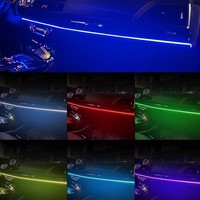 Lumière ambiante sans fil pour voiture, 7 couleurs, alimentée par USB, décoration intérieure en acrylique, bande lumineuse froide montée sur véhicule
