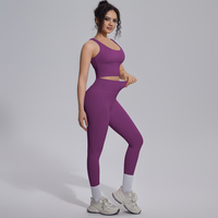 Ensemble soutien-gorge et short de yoga athlétique personnalisé pour femme, en nylon double face, respirant, à dos en V, taille haute, avec contrôle du ventre