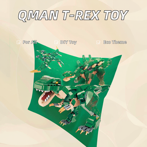 QMAN 42106 DIY mainan Model rakitan Tyrannosaurus Rex Set blok bangunan untuk anak laki-laki dinosaurus perang Ji seri konstruksi plastik - Product Image 2