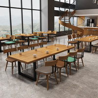 Ensemble de table et chaises commerciales en bois massif nordique, moderne et durable, pour café, salon de thé ou espace de négociation
