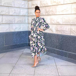 Gaun Wanita Model Lipit Ruffle Berkualitas Tinggi Tahun 2024, Gaya Kasual, Bahan Poliester Elastis, Longgar - Product Image 5