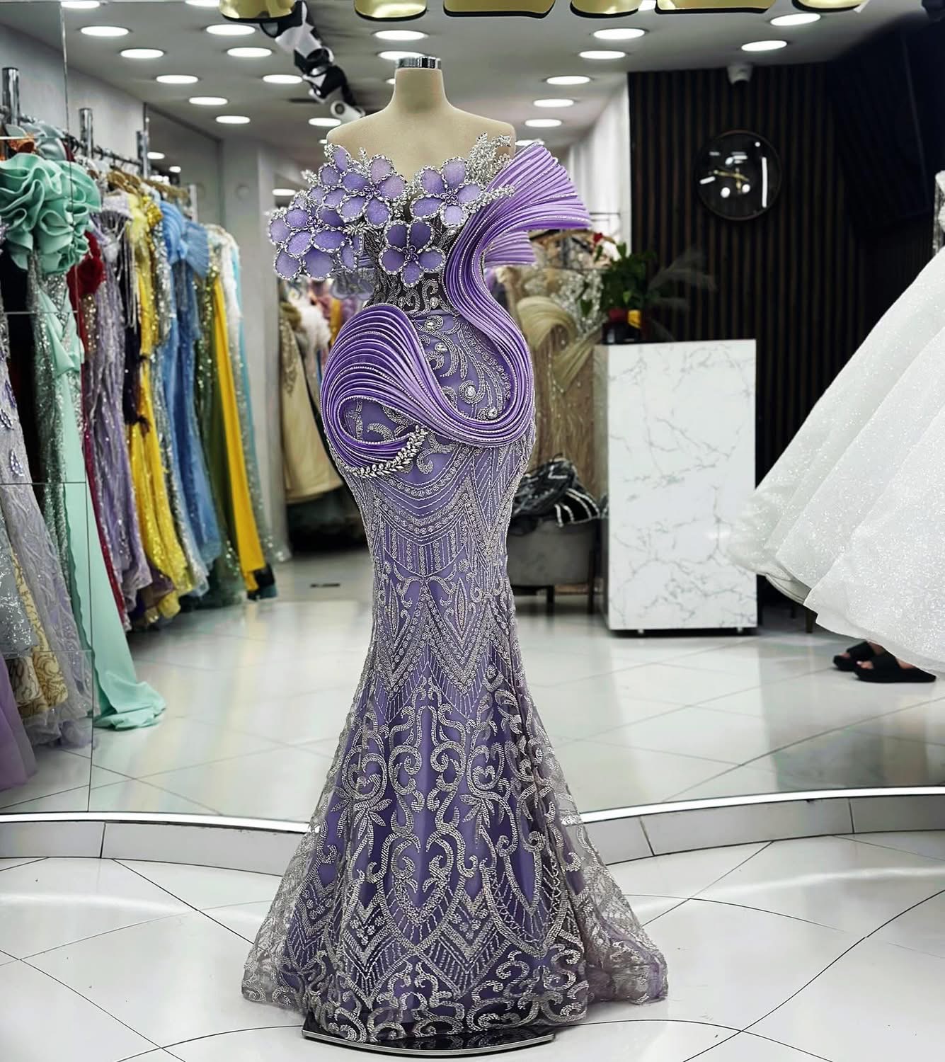 slim fit dress slacks Imani Graceful One Shoulder Slit Long Chiffon Plus Size Bridesmaid Dresses, Lilac