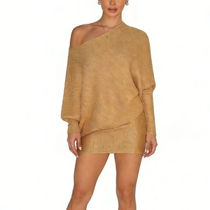 Abito Mini Asimmetrico Monospalla Dorato Metallizzato da Donna, Vestito Aderente Drappeggiato per Feste Sehefashion - Product Image 4