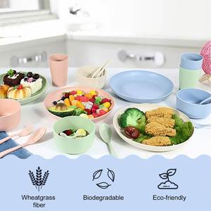 Service de table de luxe incassable en paille de blé, compatible micro-ondes, pour cuisine ludique, assiettes et vaisselle en plastique - Product Image 4