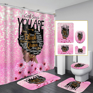 4 piezas Powerful Girl <span class=keywords><strong>Sunflower</strong></span> Black Queen juego <span class=keywords><strong>de</strong></span> cortinas <span class=keywords><strong>de</strong></span> ducha con alfombras cubierta <span class=keywords><strong>de</strong></span> tapa <span class=keywords><strong>de</strong></span> inodoro alfombrilla <span class=keywords><strong>de</strong></span> baño - Product Image 5
