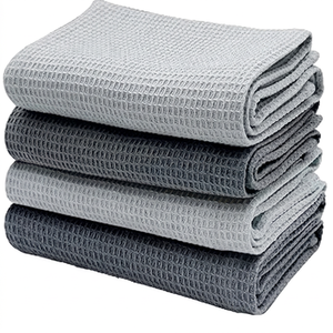 Serviettes de cuisine en coton tissé uni, séchage rapide, rectangulaires, lavables en machine, ensemble gris et gris foncé - Product Image 1