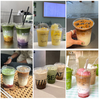 Gobelets jetables transparents en PET de 98 mm, 500 ml, 16 oz, avec couvercle à paille et logo personnalisé pour café glacé