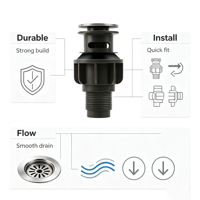 Siphon de vidange escamotable moderne en nickel poli, construction ABS, protection anti-débordement, installation facile, diamètre extérieur 91 mm, garantie 2 ans
