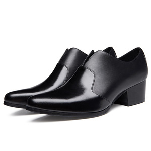Zapatos de Cuero para Hombre, Estilo Coreano, Punta en Pico, Primera Capa de Piel de Vaca, Aumentan la Estatura, Moda 2026 - Product Image 4