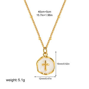 Waterproof Stainless Steel Jewelry Chain Colorful Round <strong>Coin</strong> Enamel Moon Cross Star Heart Charms Pendant <strong>Necklace</strong> for Women - Product Image 5