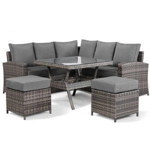 Ensemble de <span class=keywords><strong>4</strong></span> pièces de salle à manger moderne de luxe, en métal et aluminium, avec corde, canapé de jardin, foyer, meubles de <span class=keywords><strong>patio</strong></span> en rotin pour l'extérieur. - Product Image 3