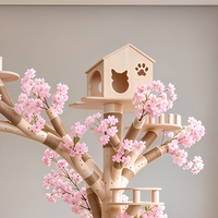 Arbre à chat en bois véritable à texture d'écorce naturelle, design branche, idéal pour l'escalade, le grattage et le jeu des chats d'intérieur - Vente chaude