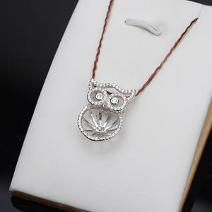 Colgante de Plata S925 con Diseño de Cabeza de Búho, Moderno, con Bandeja Vacía para Incrustar Perlas de 9-10 mm, Accesorios para Bisutería, Componentes para Joyería - Product Image 2