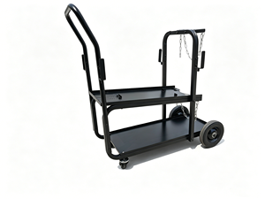 Chariot <span class=keywords><strong>de</strong></span> soudage robuste avec étagère supérieure inclinée et doubles chaînes <span class=keywords><strong>de</strong></span> sécurité, capacité <span class=keywords><strong>de</strong></span> 330 lb, chariot <span class=keywords><strong>de</strong></span> soudeur à roulettes à 2 niveaux - Product Image 1