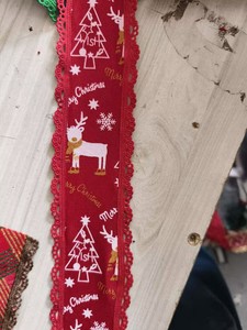 <span class=keywords><strong>Ruban</strong></span> en polyester lin uni personnalisé imprimé de 63 mm (2,5 pouces) avec bord festonné pour la décoration de Noël - Product Image 3