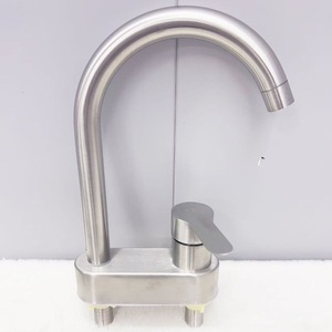 Stainless Steel Double Hole <b>Basin</b> Faucet <b>Single</b> Handle Deck Mounted Minimalist Hot Cold Water <b>Tap</b> - Product Image 3