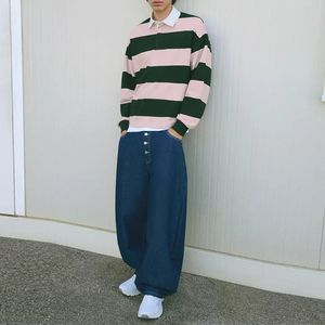 <span class=keywords><strong>Felpa</strong></span> da Rugby <span class=keywords><strong>a</strong></span> manica lunga in cotone 100% oversize, nuovo Design, <span class=keywords><strong>Polo</strong></span> da uomo in maglia peluche <span class=keywords><strong>a</strong></span> righe - Product Image 4