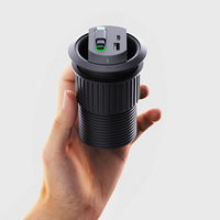 Prise de bureau encastrée Pheiyon EU avec câble de charge rétractable de 1,4 m, prise européenne 2,5 A, ports USB-A/C, PD30W, IP20, 60 mm, matériau PC