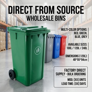 Poubelle de recyclage extérieure en plastique 100L/120L/240L, écologique, mobile, avec couvercle roulant - Product Image 2