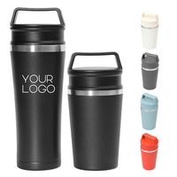 2025 tasse à café portative extérieure d'acier inoxydable avec la nouvelle tasse de gobelet sous vide de logo personnalisé de poignée avec le couvercle pour le voyage
