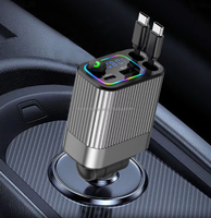 Chargeur de voiture universel à charge rapide 120W, 12/24V, câble rétractable 4-en-1, tension 5V/3.1A, compatible Bluetooth et MP3