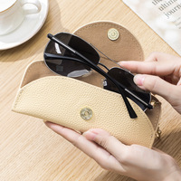 Étui à lunettes en cuir véritable ultra-fin haut de gamme pour femmes, portable, avec boucle, pour lunettes de soleil