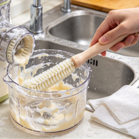 Brosse de nettoyage en gros à long manche en bois, poils en nylon flexibles, pour bouteilles d'eau et biberons