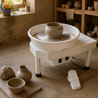 Tourne-poterie électrique de table pour céramique avec pédale, bac anti-éclaboussures et tête de roue en aluminium