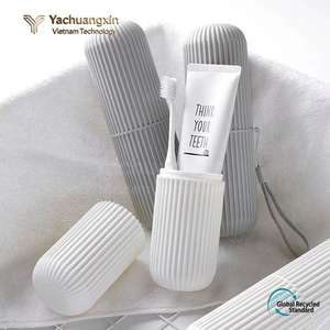 Portable Pink <b>Toothbrush</b> <b>Case</b> <b>With</b> Lid Ribbed Design Travel Storage Box For Camping Outdoor Use All Seasons 1PC - Product Image 4