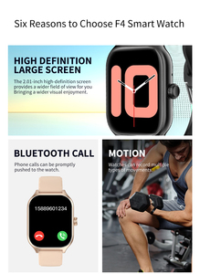 Nuovi arrivi smartwatch F4 schermo quadrato da 2.0 pollici chiamata BT riproduci musica modalità sport frequenza cardiaca F4 smart watch per ios android - Product Image 4