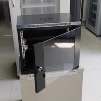 Armoire réseau murale 9U 19 pouces, profondeur 400 mm, porte en verre trempé, noire, tailles personnalisées disponibles