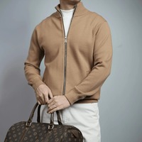 Maßgeschneiderte Herbst-Neuheit: Herren Slim-Fit Luxus-Strickjacke in Einfarbigem Design mit Kragen und Doppelreißverschluss
