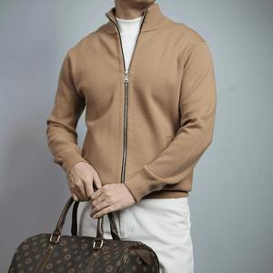 الخريف جديد الرجال ضئيلة ضوء فاخر خفيف سترة بسيطة بلون واحد طوق مع سحاب مزدوج - Product Image 3