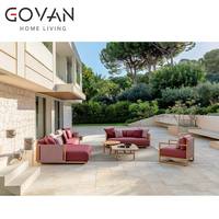 Sofá de Exterior Master Built con Cojines de Secado Rápido, Estructura de Teca Resistente a la Intemperie, Ideal para Piscinas, Patios y Terrazas