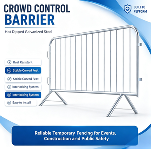 Barrera de Control de Multitudes, Barrera de Tráfico de Acero Galvanizado Popular, Valla Temporal de Conexión Rápida para Eventos, Construcción y Estacionamientos - Product Image 1