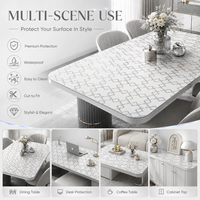 Nappe de table flexible en PVC à imprimé floral vintage, facile à nettoyer, protège-surface décoratif résistant aux rayures