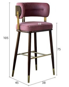Taburete de Bar de Terciopelo de Lujo con Reposapiés Dorado, Silla Moderna Tapizada a la Altura del Mostrador para Restaurante y Hotel - Product Image 4