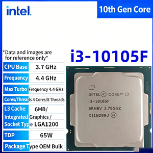 Nuevo para <span class=keywords><strong>Core</strong></span> <span class=keywords><strong>I3</strong></span>-<span class=keywords><strong>10105F</strong></span> 3.70GHz CPU de 4 Núcleos y 8 Subprocesos DDR4-2666 65W TDP 128GB Memoria Máxima Computadora de Escritorio - Product Image 1