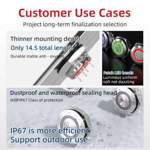 12v青い瞬間スイッチ瞬間コーヒー機器防水Ip67短い旅行プッシュボタンスイッチ12mm - Product Image 2