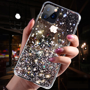Custodia in Silicone trasparente con Glitter Glitter per iphone 11 Pro Max XR X XS MAX 7 8 6s Plus <span class=keywords><strong>Cover</strong></span> per <span class=keywords><strong>samsung</strong></span> S8 <span class=keywords><strong>S9</strong></span> S10 - Product Image 1