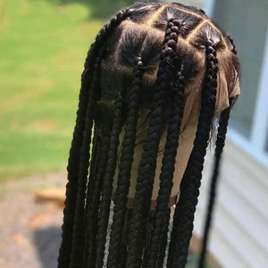 Pelucas trenzadas para mujeres, de 36 pulgadas cabellera larga, cuadrada y grande, con malla doble, color negro, sin nudo, con pelo de bebé - Product Image 4