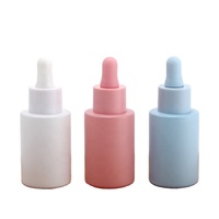 OEM/ODM Flacons compte-gouttes de sérum en verre à épaulement plat givré colorés pour gouttes oculaires