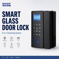 Serrure de porte intelligente à empreinte digitale avec clé/carte pour porte coulissante en verre sans cadre, système de contrôle d'accès