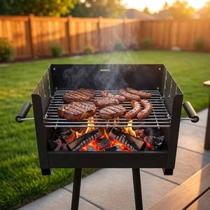 <span class=keywords><strong>Barbecue</strong></span> portable robuste au charbon de bois avec remplissage facile et poignées anti-brûlure pour jardin, camping et grillades - Product Image 1