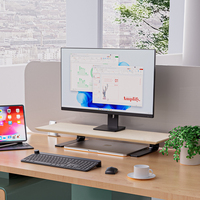 Massief houten computermonitorstandaard, geschikt voor het tegelijkertijd ondersteunen van twee computerschermen, met USB 3.0-uitbreiding