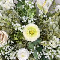 Best Verkopende Grote Hortensia En Anthurium Gemengde Groene Bloem Boeket Arrangement 80Cm Grote Gangpad Bloem Voor Kerk Bruiloft Grond