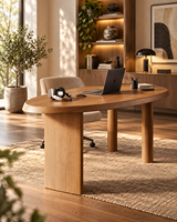 Table à manger ovale moderne en bois, plateau en noyer, style mi-siècle, simple, 6 places, ensemble de meubles pour la maison, pour la famille