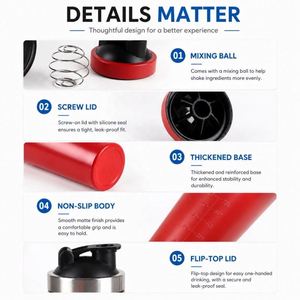 Custom logo BPA Free Metal Fitness Sports Water <b>Bottle</b> 500ml 750ml Single Wall Stainless Steel <b>Protein</b> Shaker with Measurement - Product Image 3